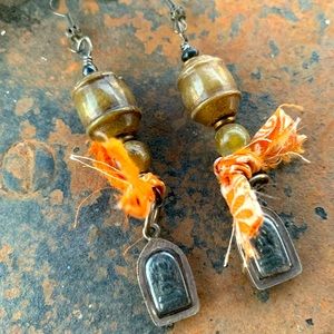 Tibetan prayer beads Earrings by Susan Ray